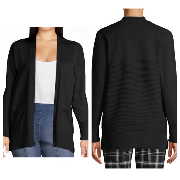 Time and Tru Women's Open Front Layering Black Cardigan Sweater Size Small - Picture 1 of 5